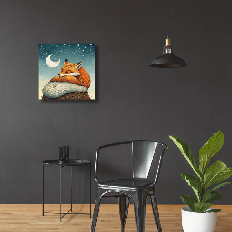 Art mural en verre Goodnight Fox par Momart, H 24 po x l 24 po x P 0,2 po