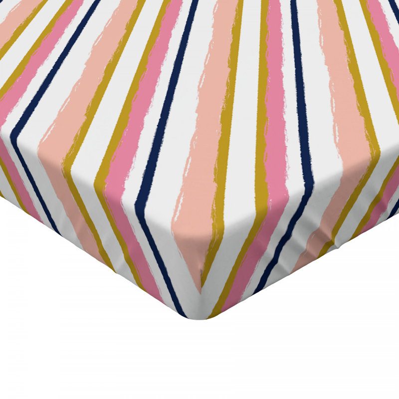Microfiber Striped Fitted Sheet, Yellow/Biege Striped, Twin XL Fitted Sheet