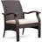Miles Patio Sense 3 pc Wicker Set-Dark Brown-with 2 Chairs & Coffee End Table with Glass Top - Mocha Finsh