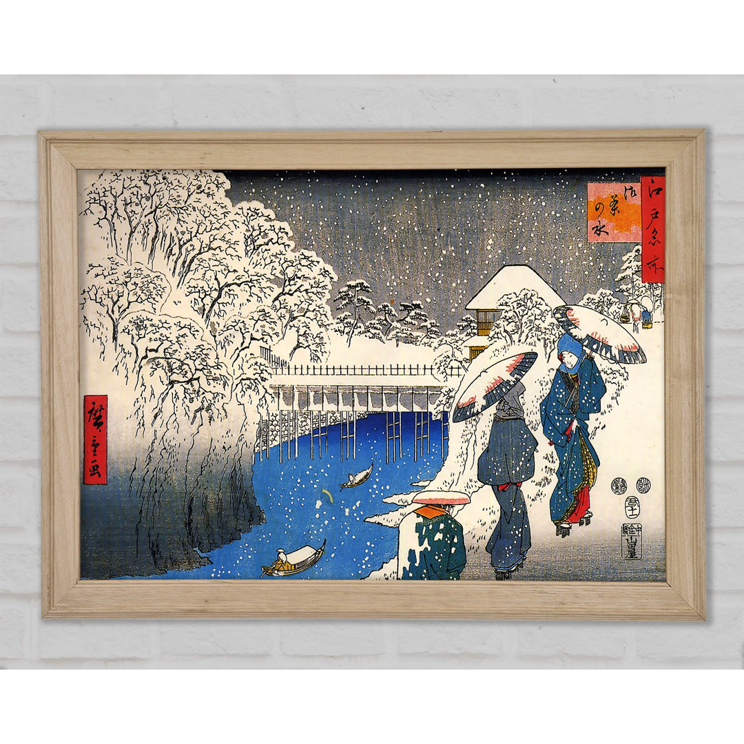 Hiroshige Zwei Damen unterhalten sich im Schnee - Druck