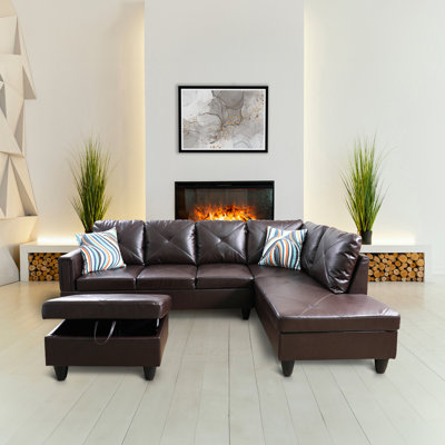 Canapé modulaire en cuir 3 pièces Andelina