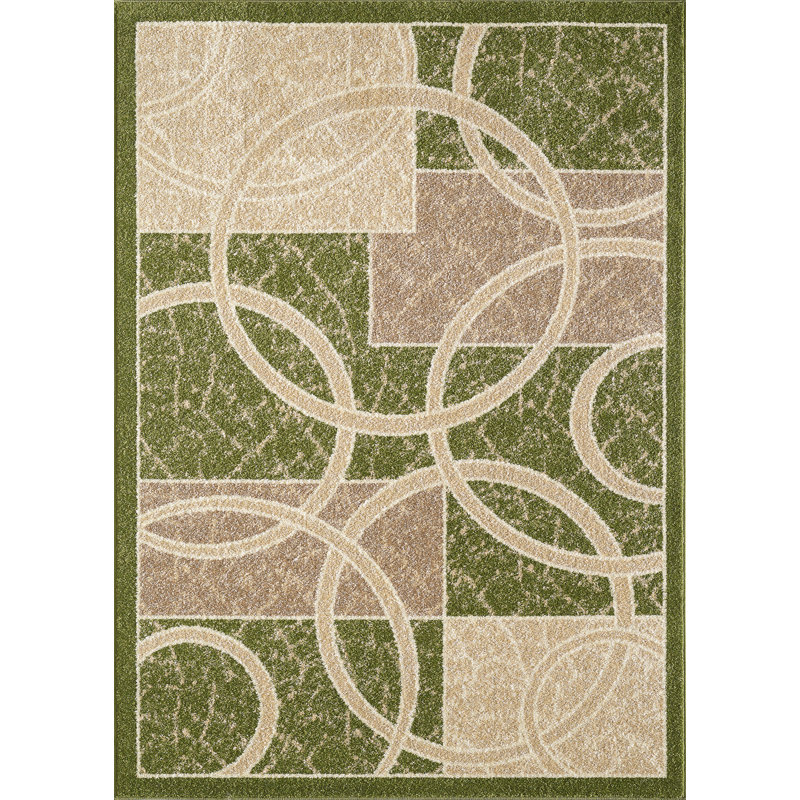 Tapis vert / beige Barger, Rectangle 5 pi x 7 pi