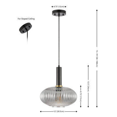 Koto Single Light Ribbed Glass Dimmable Pendant