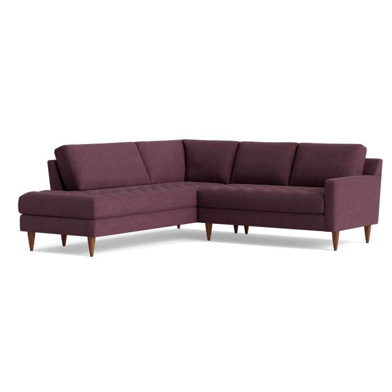 MCM Sectional, Performance Weave - Aubergine, Left Hand Facing