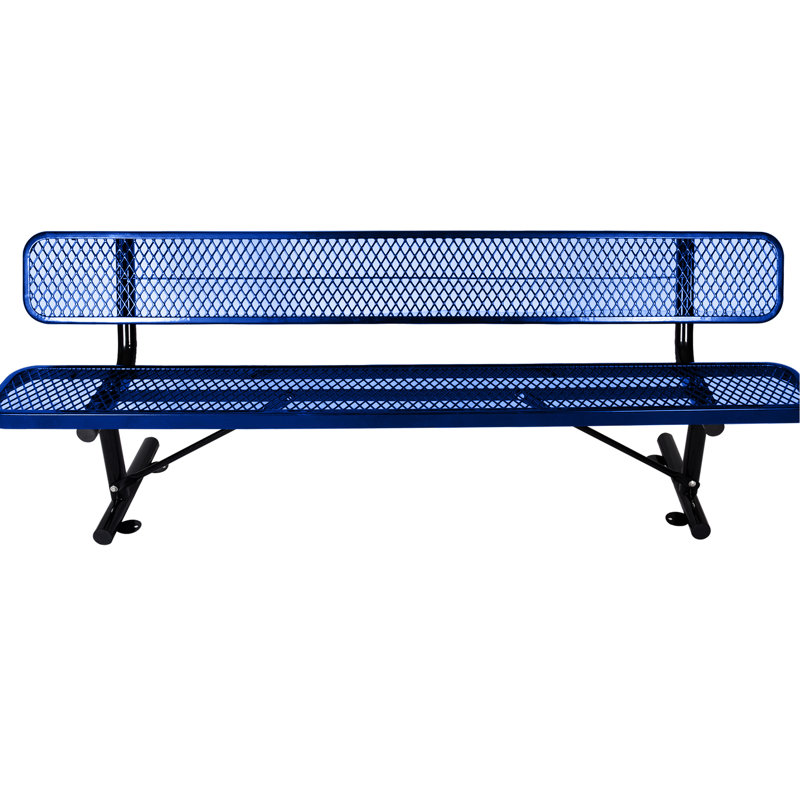 Banc en acier robuste de 8 pi avec - bleu, pour éléments, pour pelouse, terrasse, siège de jardin 8 pieds, métal perforé bleu, thermolaqué