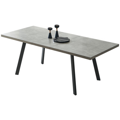 Herkus 62.9 " Extendable Rectangular with Stainless Steel Base Dining Table