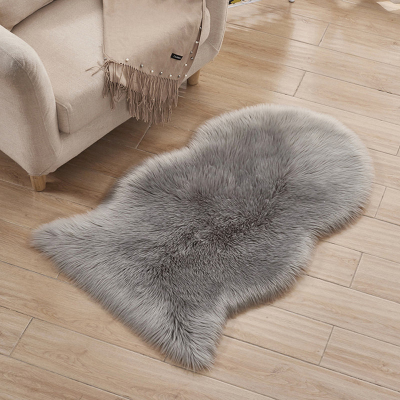 Truman Solid Colour Faux Sheepskin Hand Woven Shag Area Rug, Novelty 60 x 90cm