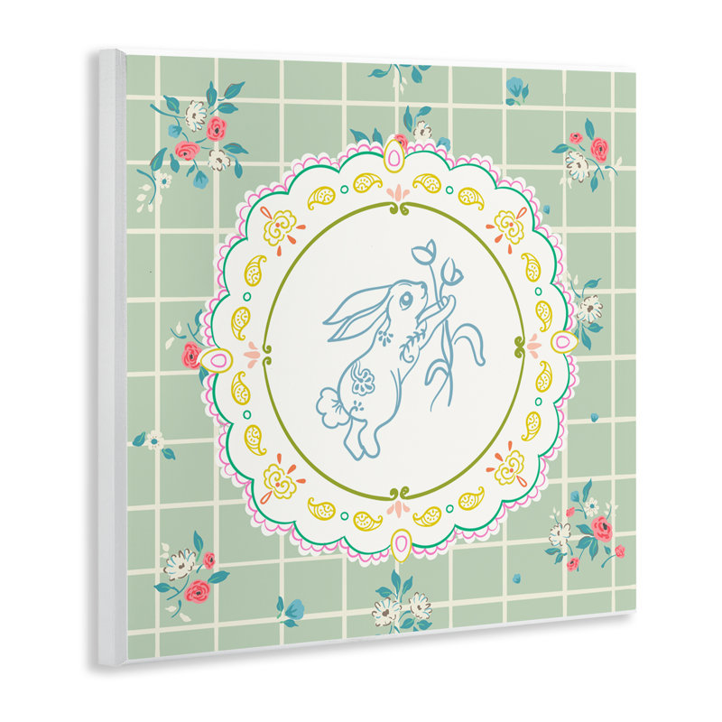 Plaque murale Spring Bunny on Doily, design par Angela Steahling