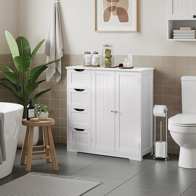 Marbeth 32″ L × 12″ W × 33″ H Bathroom Cabinet with 4 Drawers, White