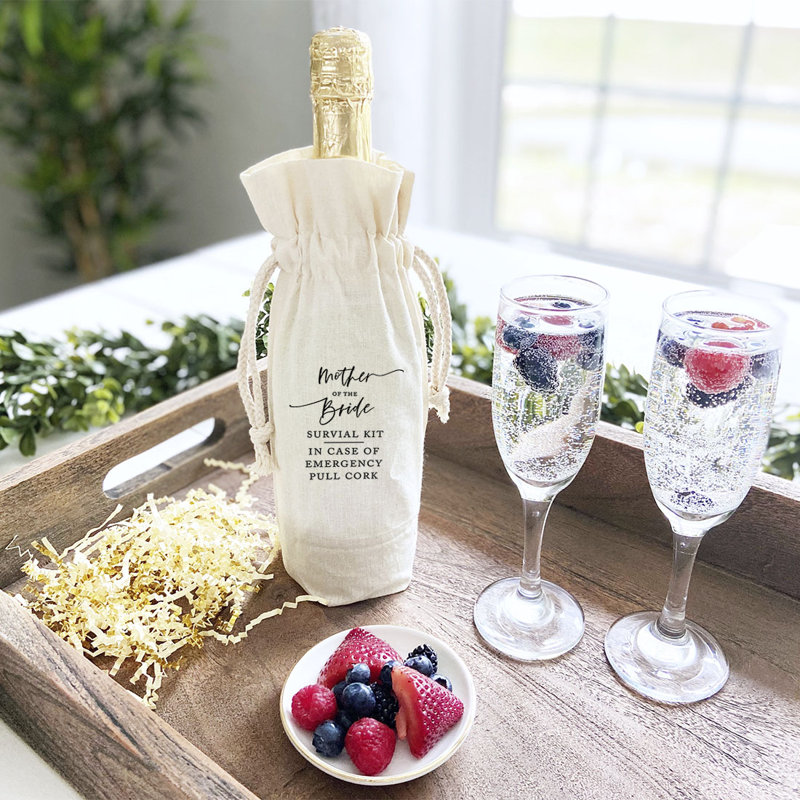 Sac de vin Mother Of The Bride Survival Kit, housse de bouteille de vin amusante, sac de vin en toile de mariage, paquet de 1
