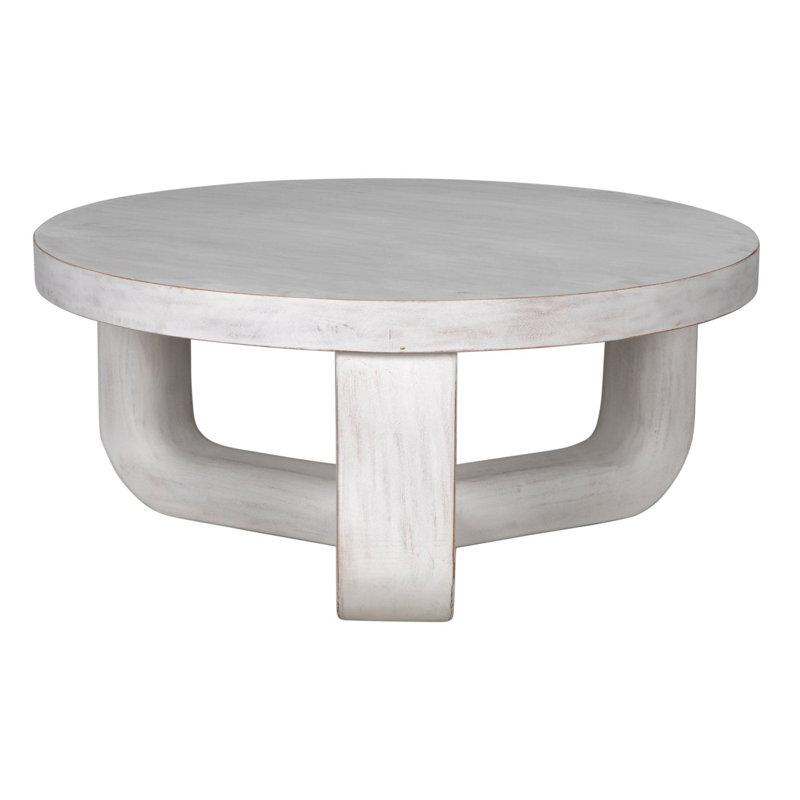 Joel Solid Wood Coffee Table, White Wash