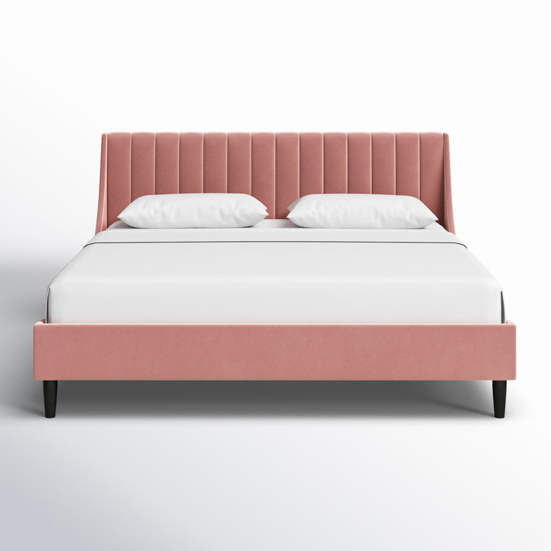 Helaina Upholstered Wingback Bed, King, Ash Rose Velvet