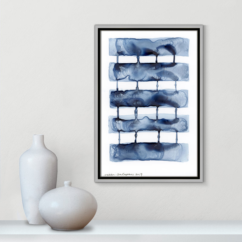 Gareth Stitched Together I by Nikki Galapon - Solid Wood Rectangle Print Single Piece Item on Canvas, Silver Framed Canvas
