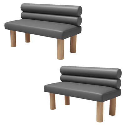 Modern And Simple Cafe Restaurant Bench(set Of 2) Faux Leather Upholstered Bench