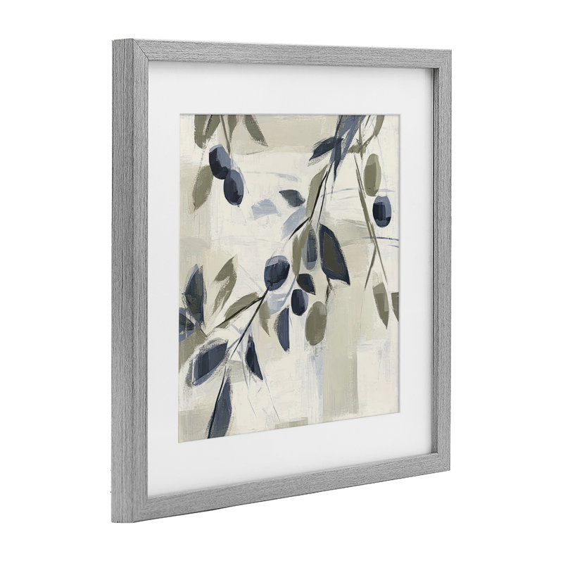 Doux verdure méditerranéenne, reproduction encadrée sous verre, design par Mona Grace, H 16 po x l 16 po, Cadre de ferme gris
