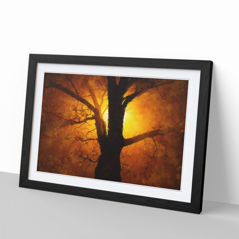 Tree at Sunset Vol.5 - Picture Frame Graphic Art, 48cm H x 65cm W x 2cm D, Black