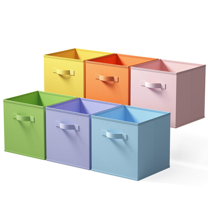 Cubes de rangement en tissu, bacs de rangement colorés, bacs à jouets, paniers de rangement pliables pour vêtements, livres, jouets, paquet de 6