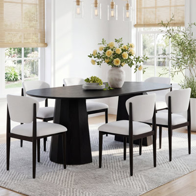 Hulse 6 - Person Oval Solid Wood Dining Set With 6 Upholstered Chairs