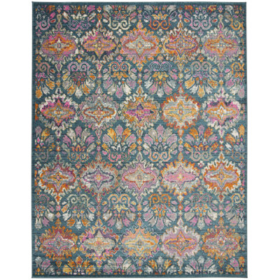 Christa Oriental Blue/Orange/Pink Area Rug