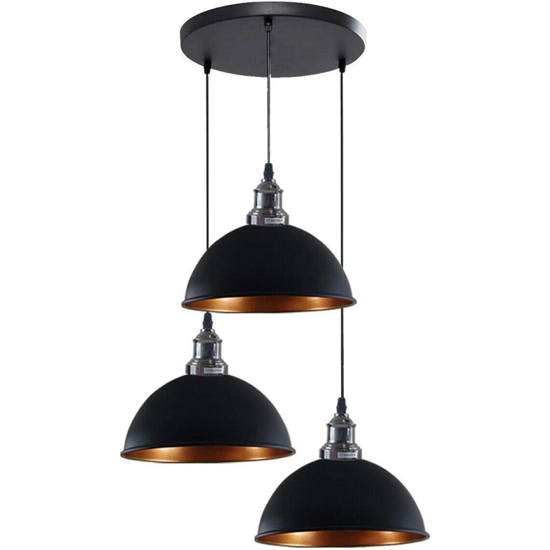 3 - Light Dome Pendant, Black Inner Gold