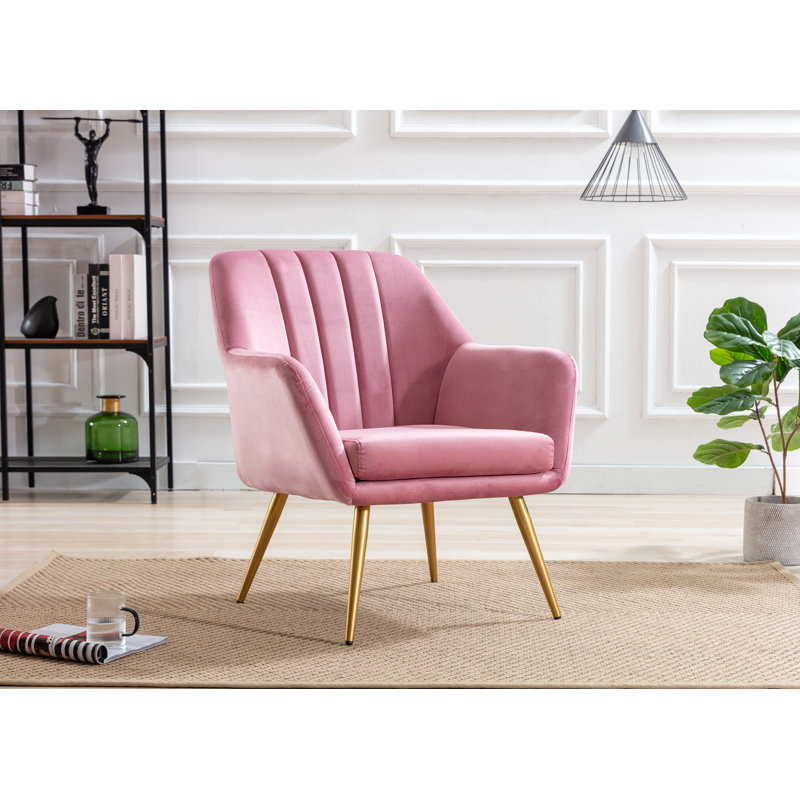 41.4cm H Velvet Upholstered Armchair, Pink
