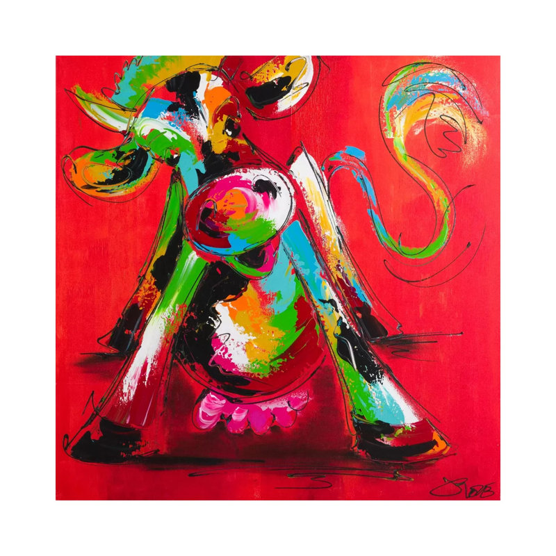 Disco Cow I 1 Piece Wrapped Canvas Wall Art, 66.04 cm H x 66.04 cm W x 1.91 cm D