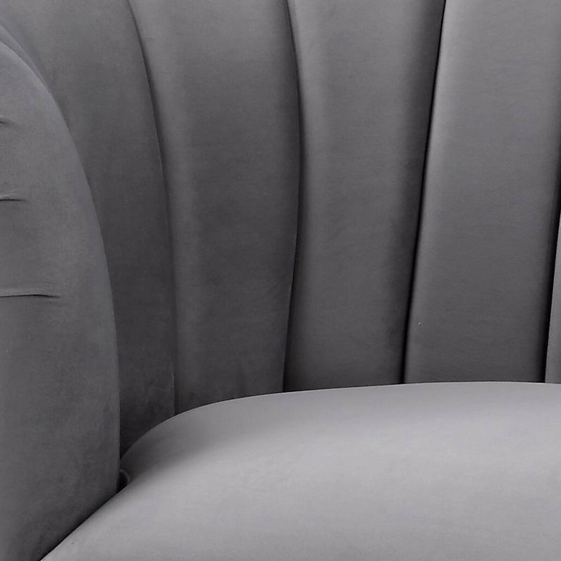 Chaise en velours jaune olive, Velours gris