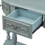Console bleu antique, grand espace de rangement avec 4 tiroirs et 1 tablette, indispensable au salon, bois massif, courbé, 132 cm, solution idéale.