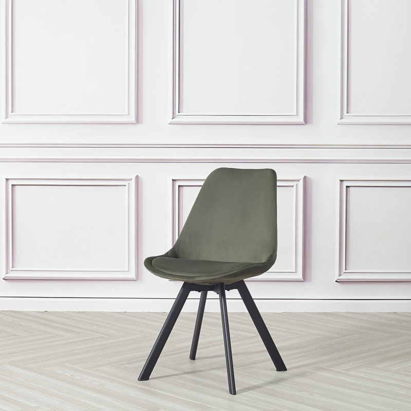 4 Rivas Velvet Upholstered Dining Chairs, Green, 1