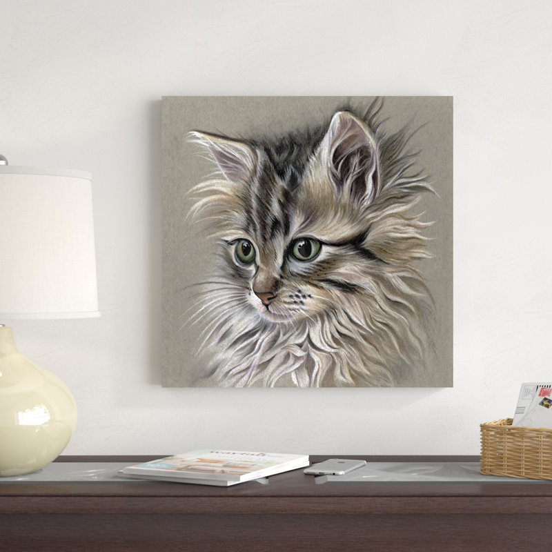 Portrait de chaton I, H 20 po x l 20 po, Non, Toile tendue