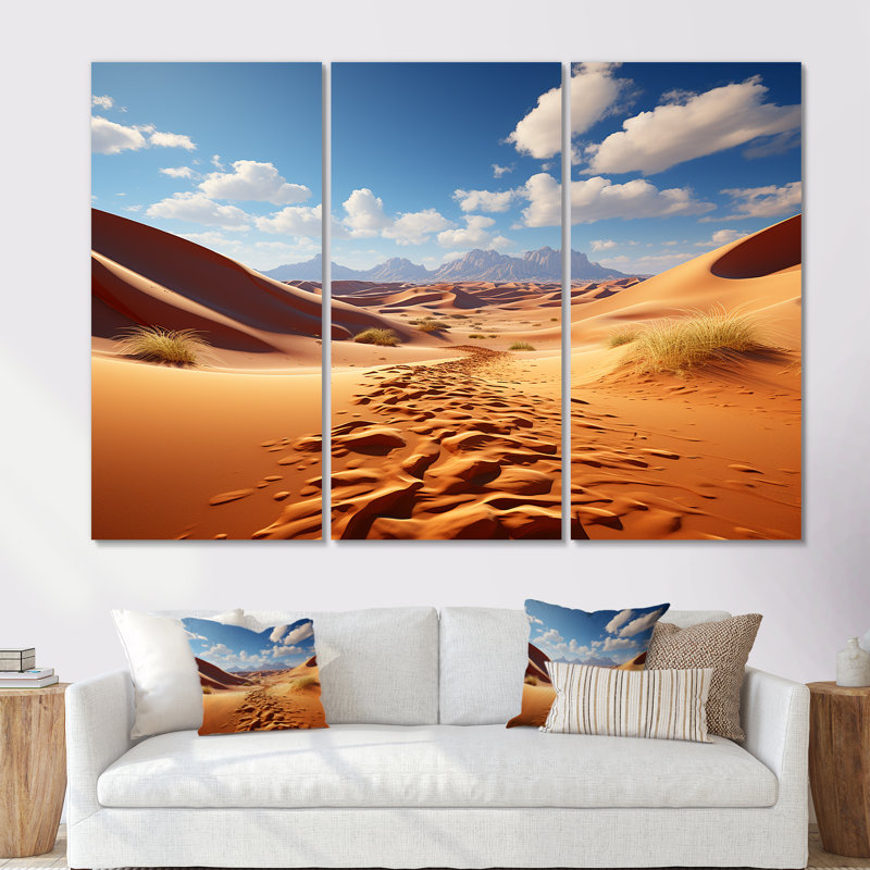 Dunes du désert, horizon panoramique V - désert, art mural, Toile tendue, H 28 po x l 36 po x P 1 po