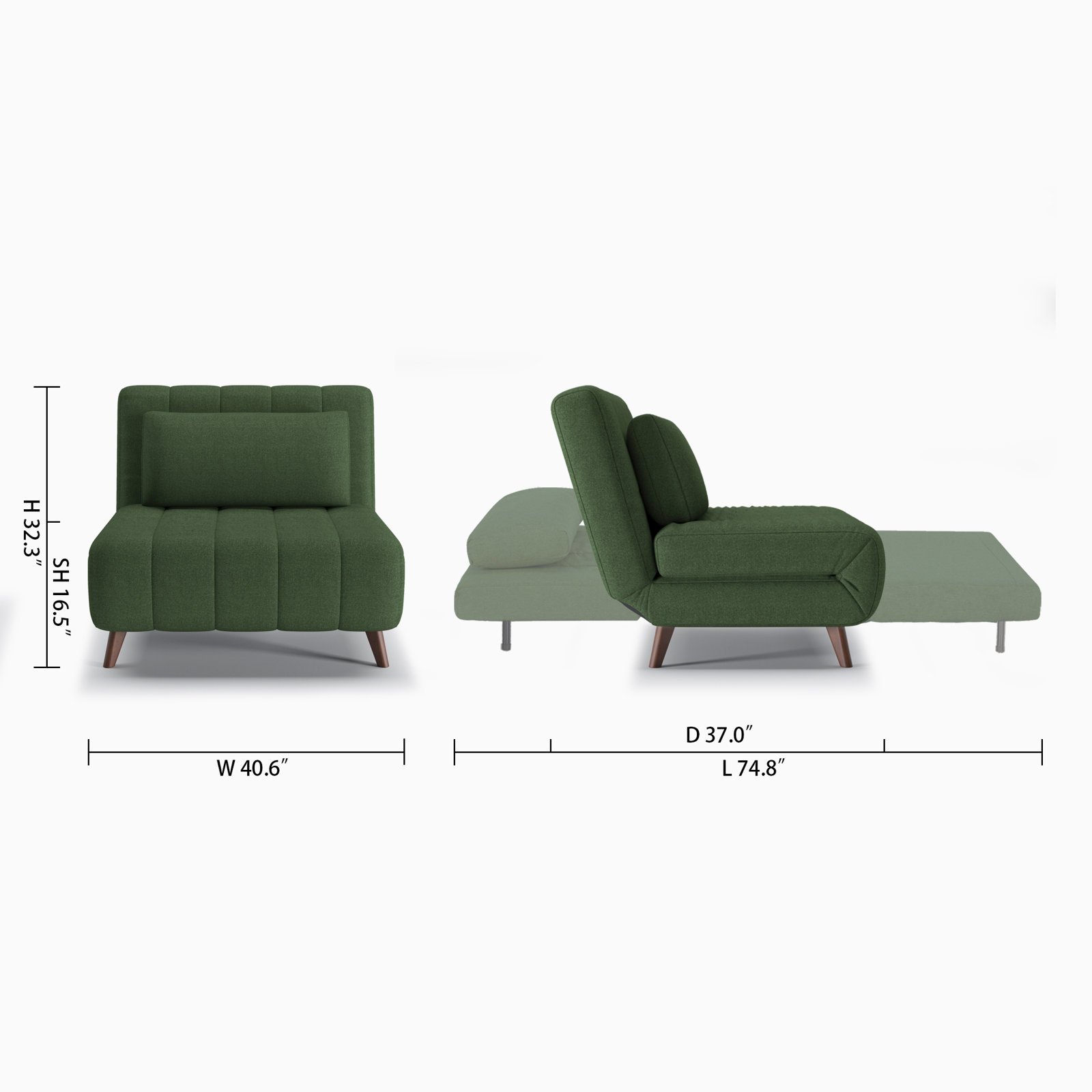 Elledge Armless Sleeper, Green