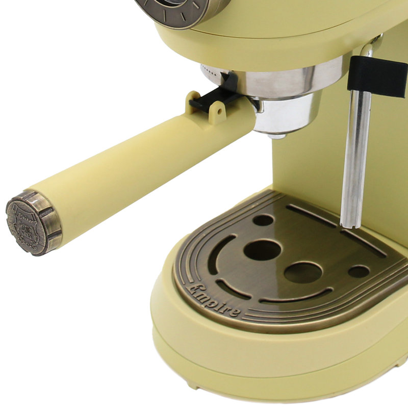 Ophelia & Co. Evita Semi-Automatic Espresso Machine with Frother, Polished Brass/Ivory