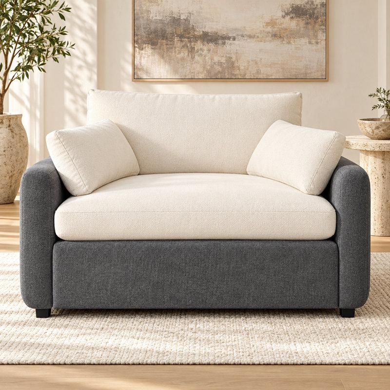 Fauteuil surdimensionné en chenille de 50 po de large Orelvessique avec assise profonde, coussins amovibles et 2 coussins