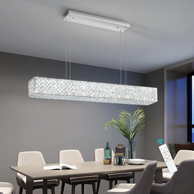 Glam Rectangular Dimmable Led Crystal Chandelier