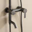 Ensemble de robinet de douche d'extérieur gris bronze industriel, pomme de douche à pluie avec douchette