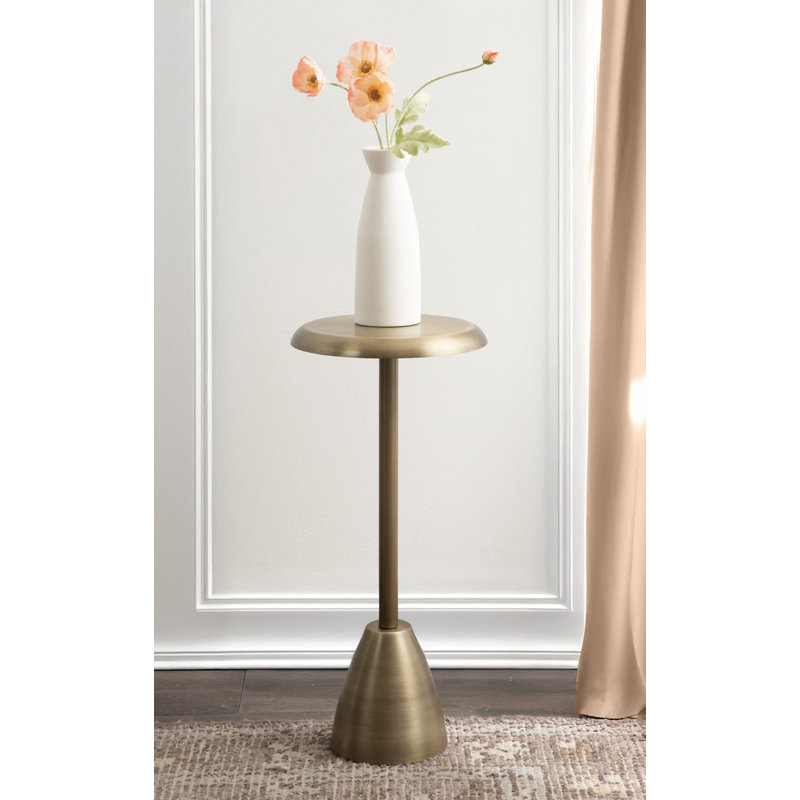 Morizet Round Metal Drink Table, Gold