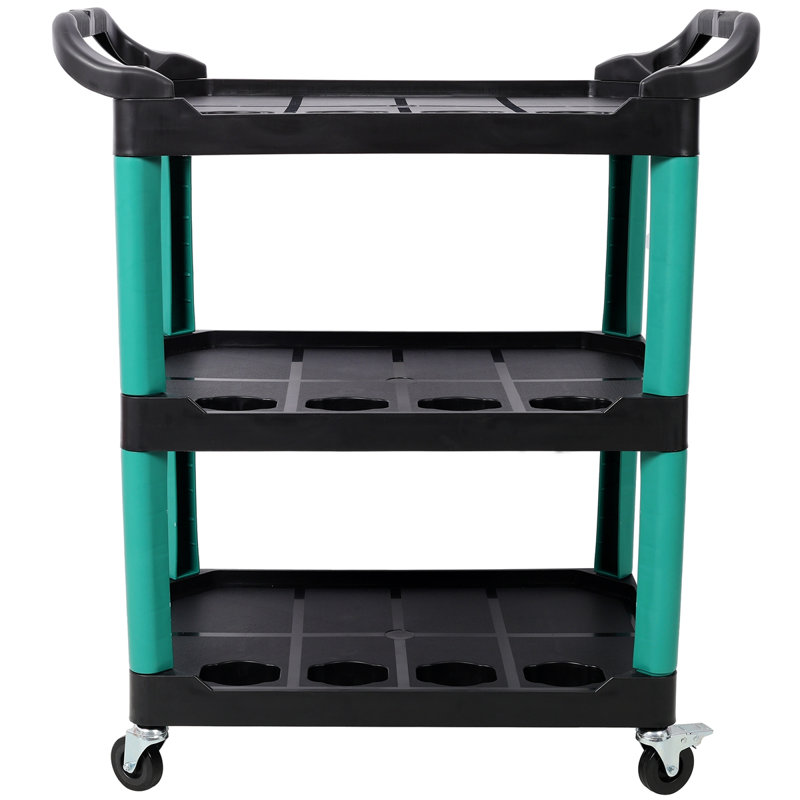 Chariot à roulettes à 3 niveaux avec roues, organisateur de lavage de voiture pour garage, atelier, atelier de réparation, outil de rangement