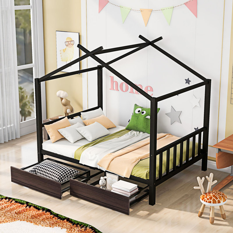 Lit plateforme double 70,25 po Aleksia, Noir