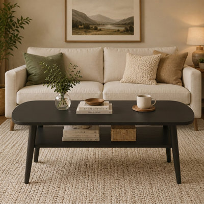43.3" Mid-century Coffee Table with Storage Shelf