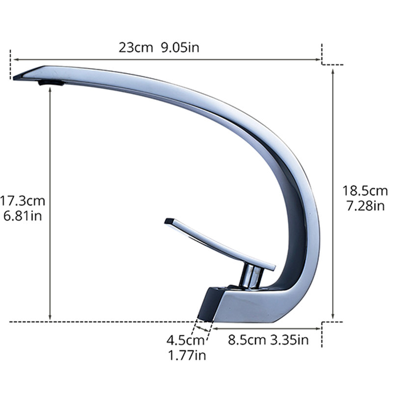 Robinet pour salle de bain Modern Waterfall - Robinet monotrou avec finition nickel, Nickel