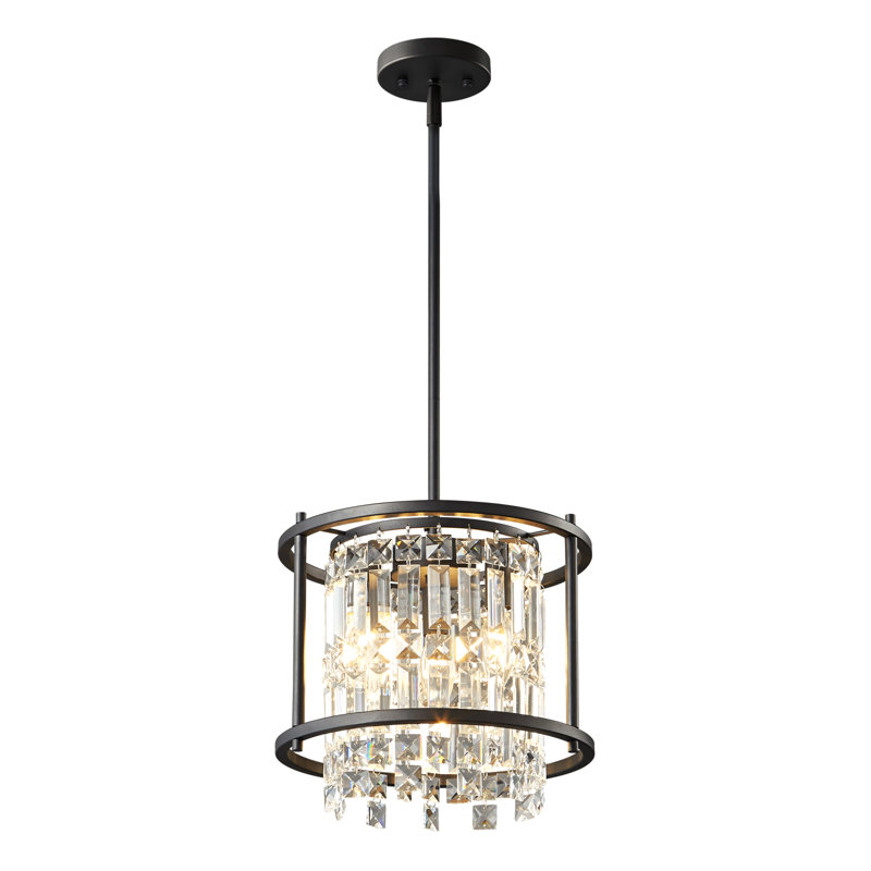 Luminaire suspendu à 3 lumières Jennesa (paquet de 1), Noir, H 48,61 po x l 11,81 po x P 11,81 po