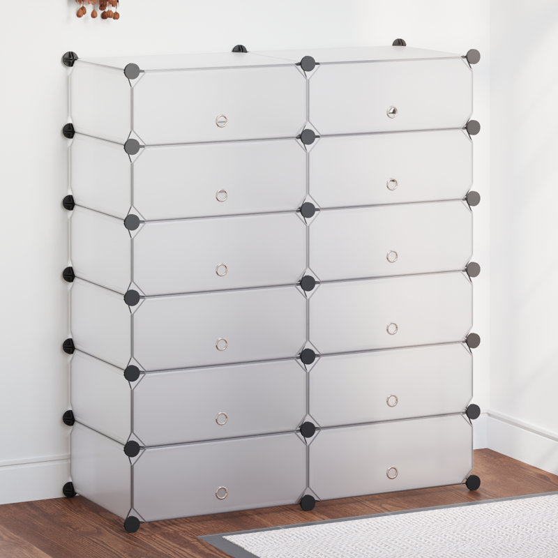 12 Pair Stackable Shoe Storage Cabinet