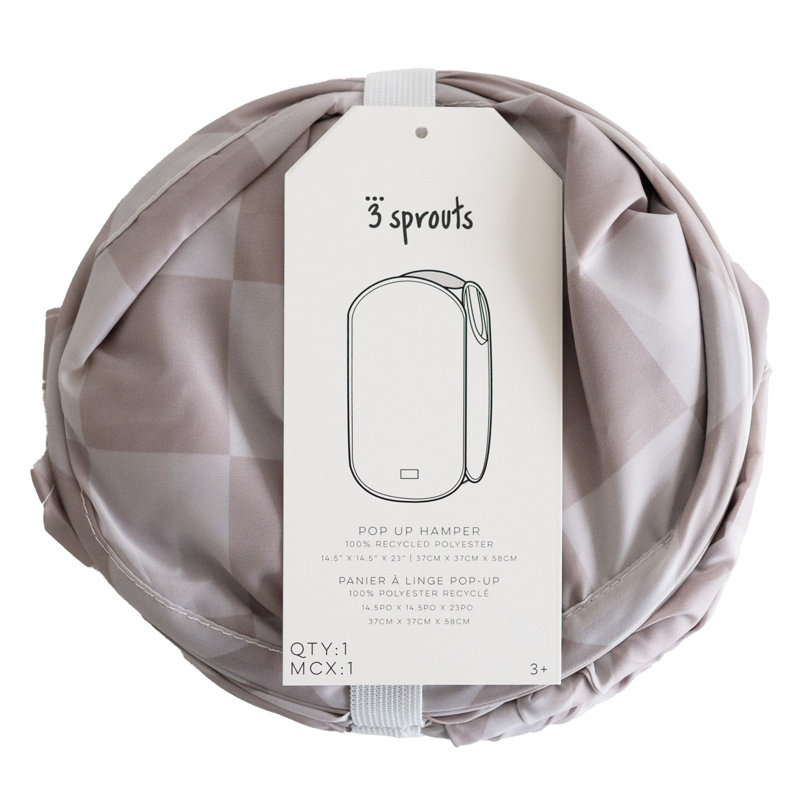 3 Sprouts Recycled Pop-up Hamper/checkerboard/beige