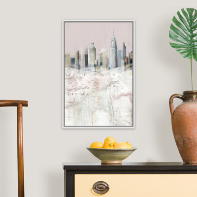 «Blush Manhattan Map II» par Isabelle Z - reproduction d'art sur toile