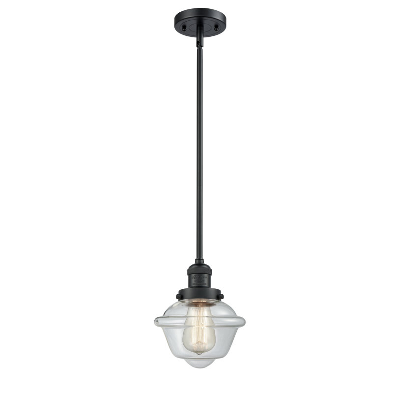 Luminaire suspendu simple 1 lumière Baptiste, Ampoule DEL 6 watts Vinage, Transparent, Noir mat