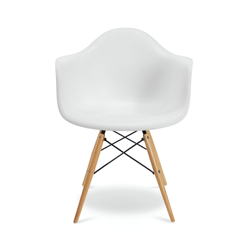 Gris Hortorti avec pieds en bois, Blanc