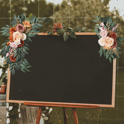 2Pcs Artificial Wedding Arch Flower Welcome Flower Row Lintel Flower Water Brand Flower Fake Flower for Wedding Party Coffee Shop Hotel Decoration