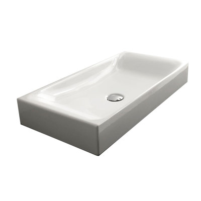 WS Bath Collections Cento 13.8'' Glossy White Ceramic Rectangular Bathroom Sink
