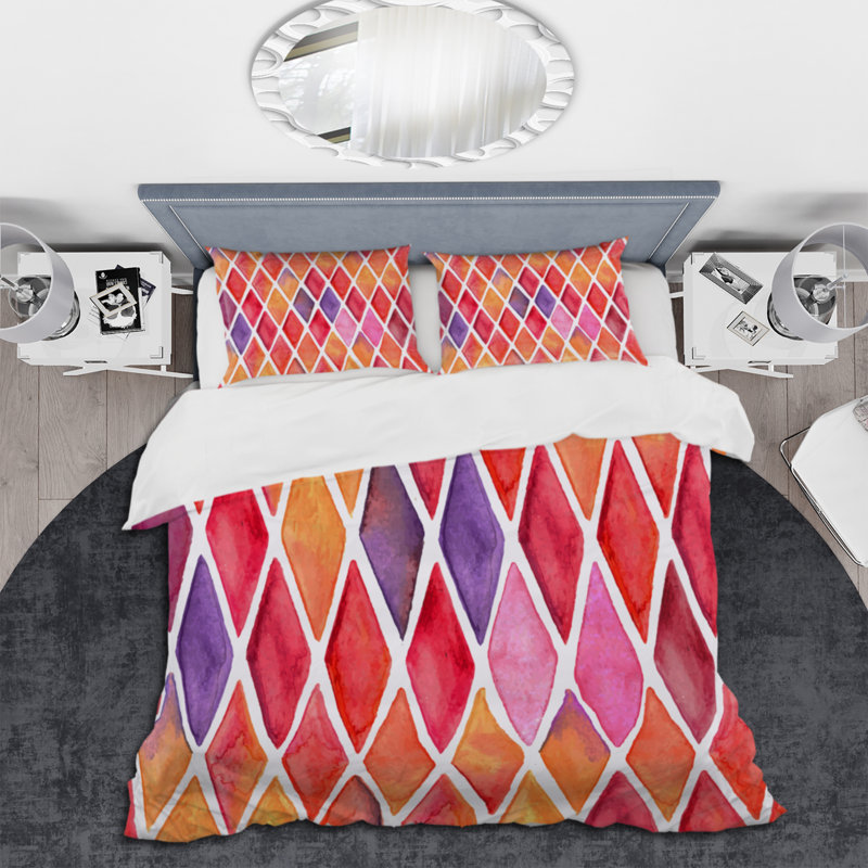 Ensemble de housse de couette en microfibre rouge / orange, Housse de couette simple + 1 taie décorative stan